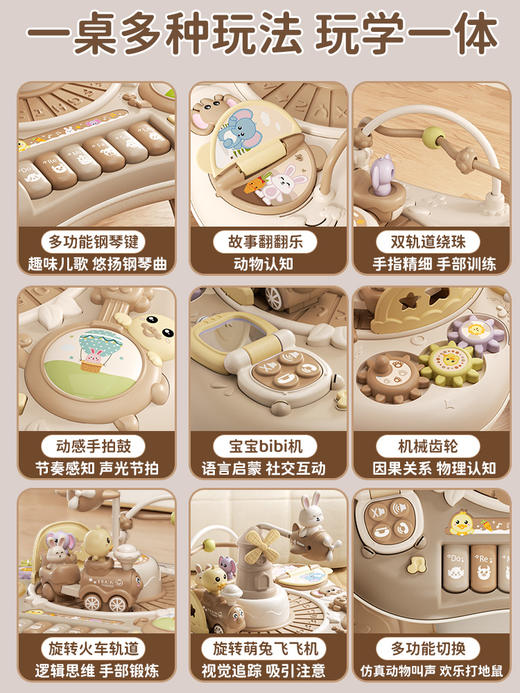 雅诺宝宝益智早教玩具桌儿童启蒙早教多功能游戏桌推火车周岁礼物 商品图2