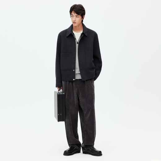 NPC潮牌100%绵羊毛大口袋翻领拉链毛呢夹克短款挺括有形NP58WC31 商品图1