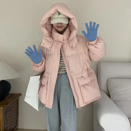 【YW】无忧购连帽收腰羽绒服女中长款显瘦工装外套24016（截单后7天发货） 商品图9