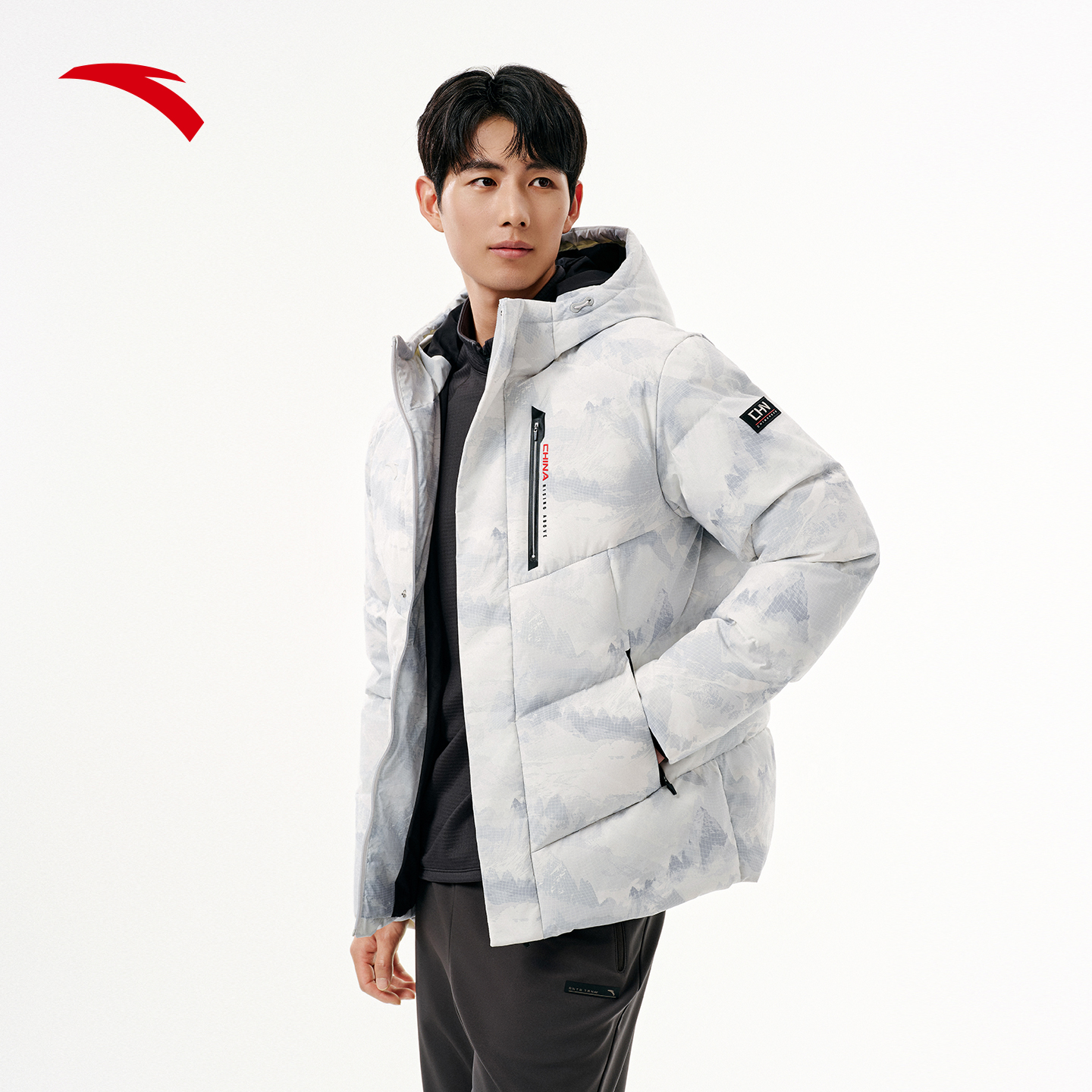 安踏六度芯冰甲羽绒丨短款连帽羽绒服男2025冬新款外套152547943N