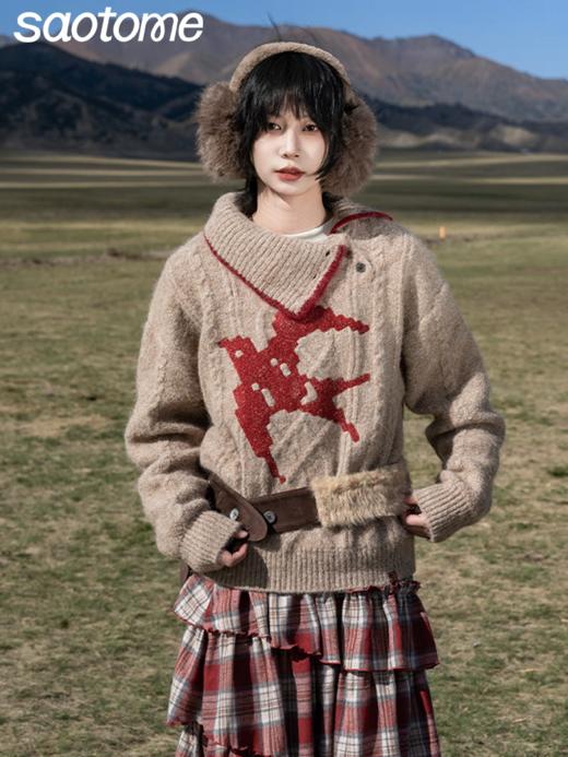 早乙女惠子saotome/STMMY14993/燕子提花毛衣 商品图0