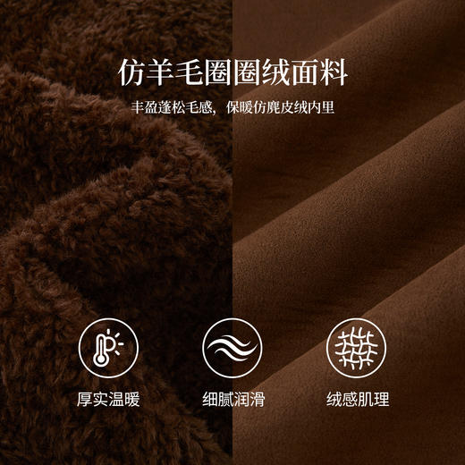 【11/19新品】熙世界环保仿皮草圈圈绒短外套女2025冬季新款棕色牛角扣毛绒上衣 商品图2