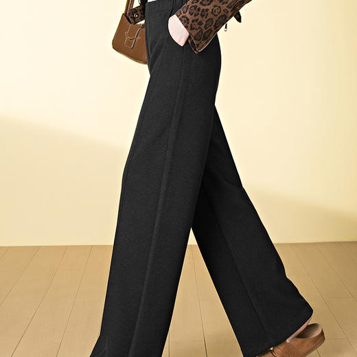 「自」全新升级【铂金会员183/天猫249/差价66】(21408)洛诗琳加绒加厚醋酸羊毛呢直筒裤2025冬季窄版休闲阔腿裤 商品图3