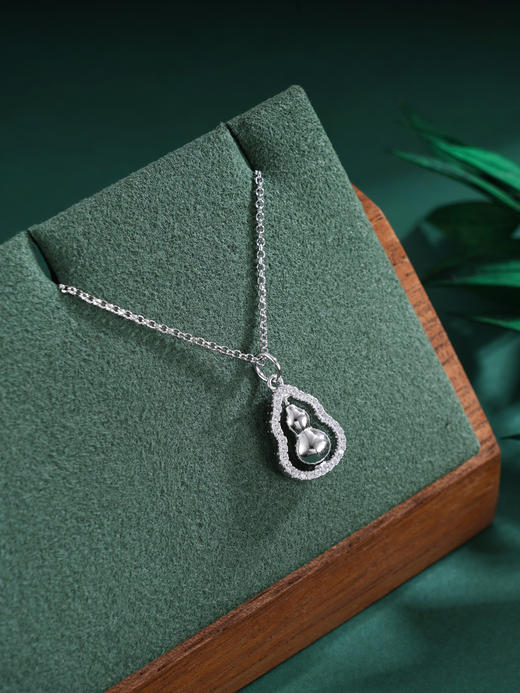 子佩集S925银【岁岁福禄】套链【FYL-1693101】纯银时尚双面锆石葫芦可转动项链2507 商品图0