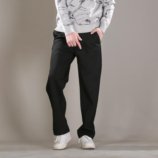 DRONKOO 2025 正常腰前左后右折线加织唛复合绒小直筒厚休闲长裤 商品图2