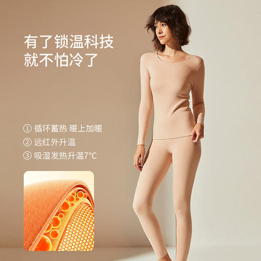 爱帝女士山羊绒蚕丝无痕保暖内衣套装 商品图1