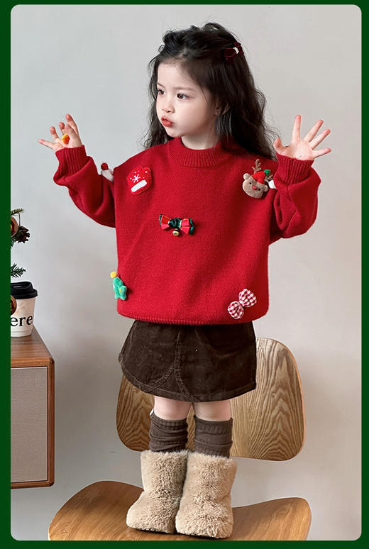 🎄𝘾𝙝𝙧𝙞𝙨𝙩𝙢𝙖𝙨｜真的是一眼就心动『儿童圣诞手工玩偶加厚毛衣』拿捏节日氛围感穿搭❗📣百搭不挑·亲肤不扎·节日氛围感搞起来🎈  商品图3