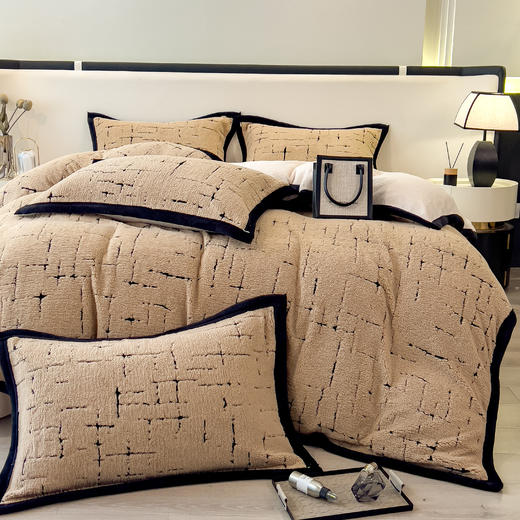 秋冬黑白森林阳离子提花舒棉绒加厚保暖四件套 商品图0