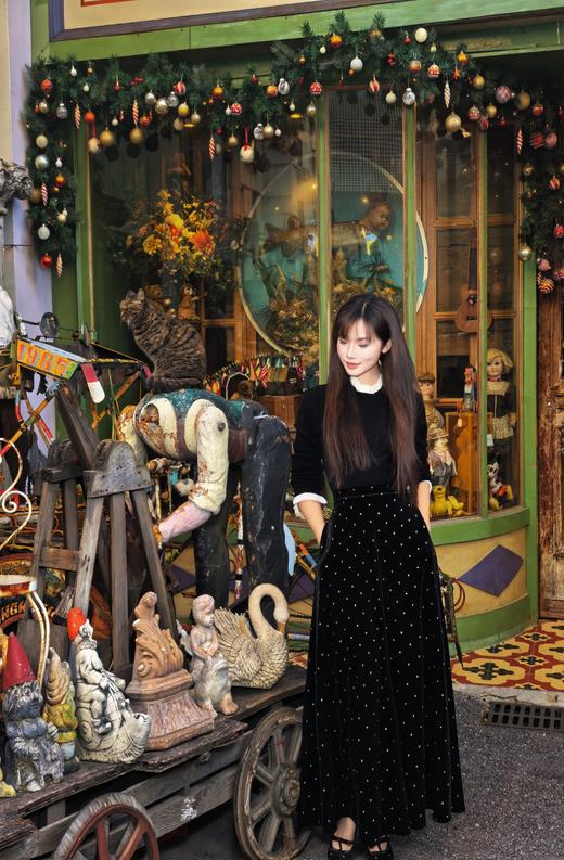 逸红颜明月优选#丝绒波点半裙『碎钻裙』雅致烫银工艺圆点，低调闪耀星空银，日常简约新中式 商品图8