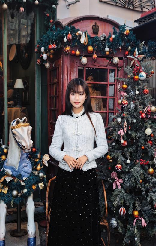 逸红颜明月优选#丝绒波点半裙『碎钻裙』雅致烫银工艺圆点，低调闪耀星空银，日常简约新中式 商品图4