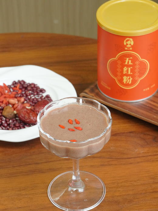 【五红粉】气血代餐 含红豆、红枣、红衣花生、红枸杞 0糖添加  圆苞车前子膳食纤维  口感细腻微甜 枣香浓郁 每天一碗脸色更红润 500克/罐可食用20天 商品图8