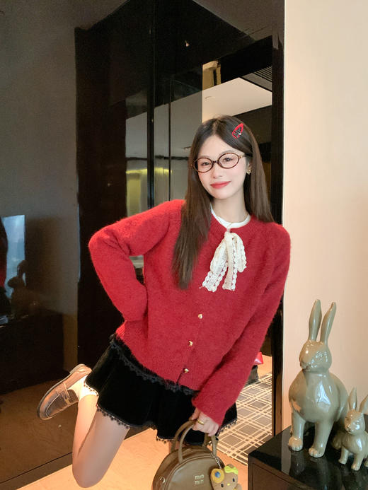 <曾小咸推荐> 现货秒杀！微信超特价！黑色丝绒半身裙蕾丝边蛋糕裙 日常149.99 立减80 秒杀69.99！红色毛衣开衫秒杀89.99！ 商品图12