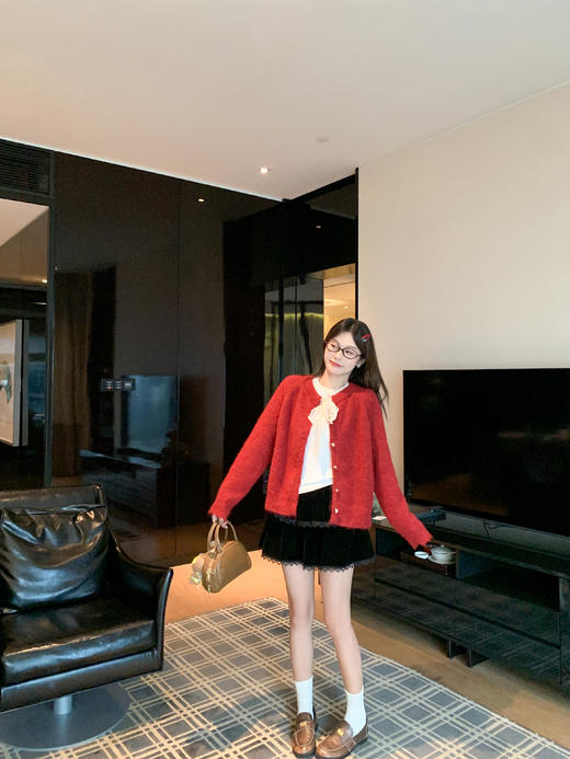 <曾小咸推荐> 现货秒杀！微信超特价！黑色丝绒半身裙蕾丝边蛋糕裙 日常149.99 立减80 秒杀69.99！红色毛衣开衫秒杀89.99！ 商品图10