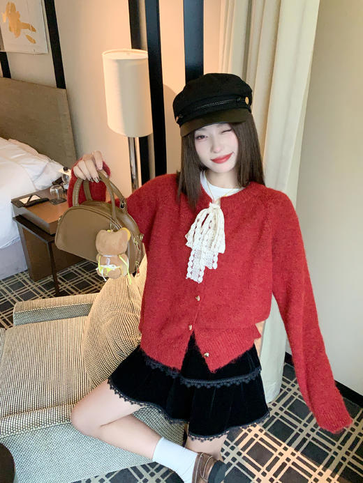 <曾小咸推荐> 现货秒杀！微信超特价！黑色丝绒半身裙蕾丝边蛋糕裙 日常149.99 立减80 秒杀69.99！红色毛衣开衫秒杀89.99！ 商品图13