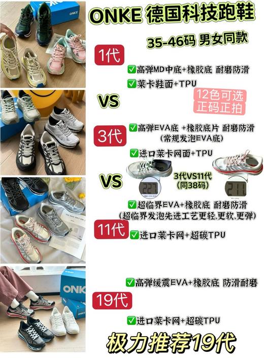 【跑步鞋中的法拉利❗️ 】【ONKE 德国品牌】百元级宝藏！轻到起飞，跑步像踩弹簧，轻便透气运动鞋，防滑内增高设计，日常穿搭必备！~ 穿上它，同事以为你换了千元HOK* ❗️ 商品图11
