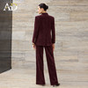 AD高级感通勤气质正装女2025新款时尚一粒扣灯芯绒红色职业装套装 商品缩略图4