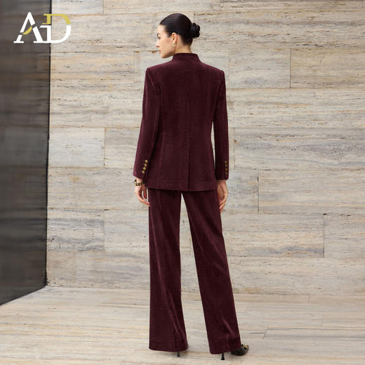 AD高级感通勤气质正装女2025新款时尚一粒扣灯芯绒红色职业装套装 商品图4
