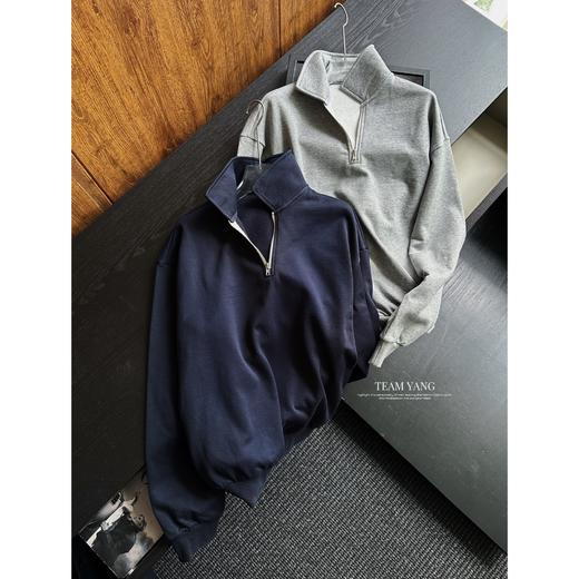 Team Yang-早秋新品经典款半拉链百搭休闲极简美式复古卫衣7007 商品图0