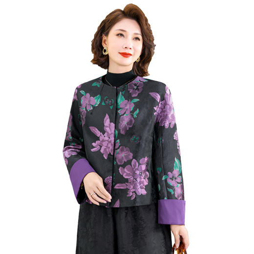 XY5631 新中式织锦提花秋冬新款高端复古圆领国风短款外套女 商品图4