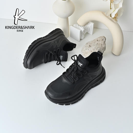 经典鲨2025年冬季专柜新品男士加绒系带休闲跑步鞋KW10-555111 商品图2