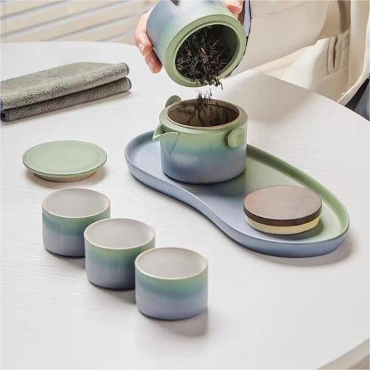 只此青绿旅行茶具套装便携式快客杯泡茶壶一壶三杯 商品图3