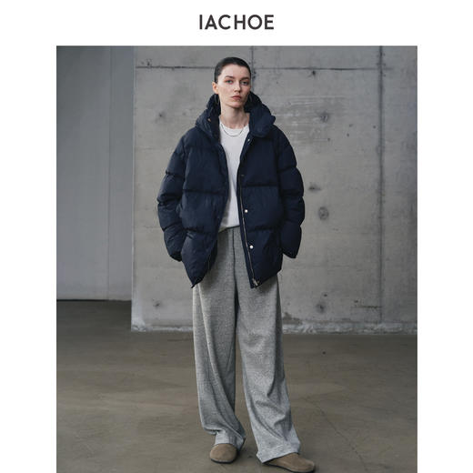 棉仓3671515006-95白鹅绒羽绒服女 25秋冬中长款连帽面包羽绒大帽型保暖 商品图2