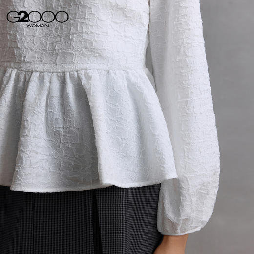 G2000女装FW25商场新款【褶皱肌理/荷叶下摆】气质长袖休闲衬衫58241080 商品图3