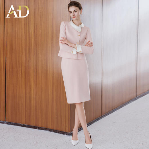 AD拼色名媛范两件套时尚气质女神范西装套装裙高端羊毛呢子职业装 商品图0