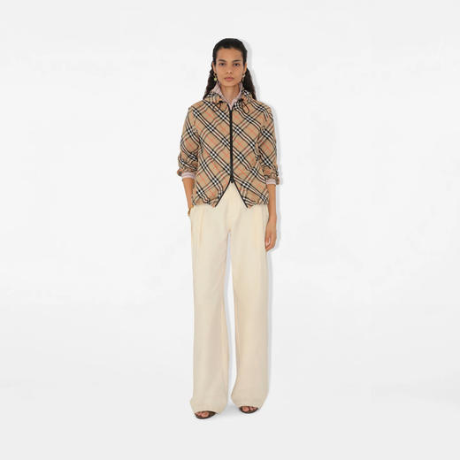 BURBERRY 巴宝莉 女士马术骑士徽标贴片格纹连帽外套 格子 8110301 B9368 商品图2