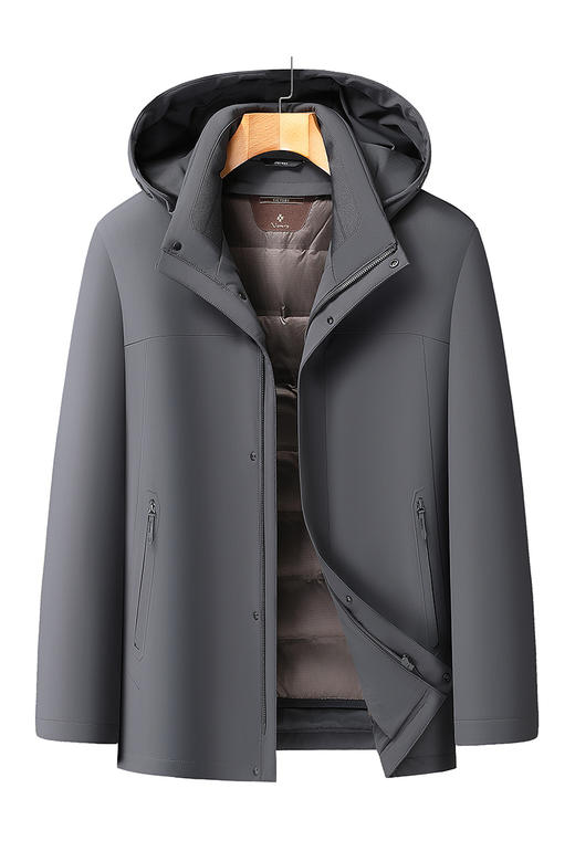 【可拆卸内胆】【鹅绒服】【DWY】大依优型大码男装可拆卸鹅绒连帽羽绒服外套加肥加大男士上衣 商品图5