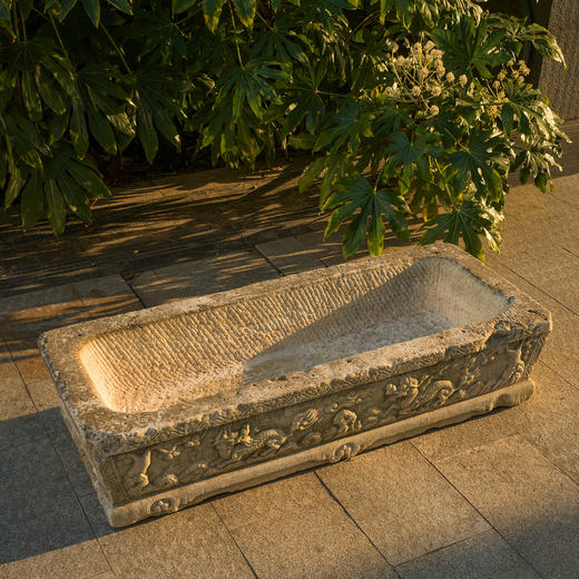 明	汉白玉麒麟纹长方赏盆 商品图3