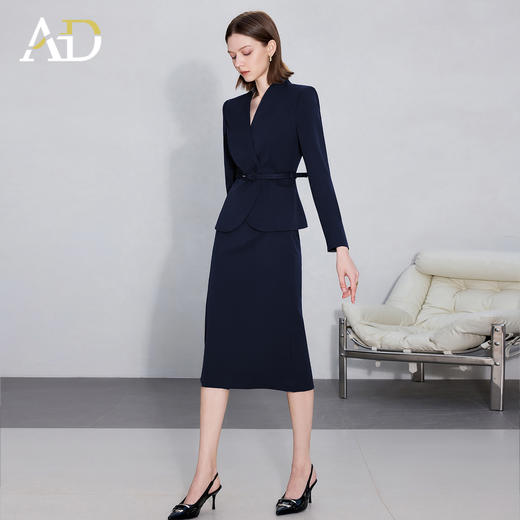 AD气质时尚V领西装套装女2025新款收腰显瘦职业装气质通勤工作服 商品图3