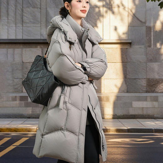 「高货kbnq」全新升级【铂金会员809/天猫1099/差价290】(01708)洛诗琳新款中长款羽绒服2025冬季保暖连帽过膝面包服 商品图0