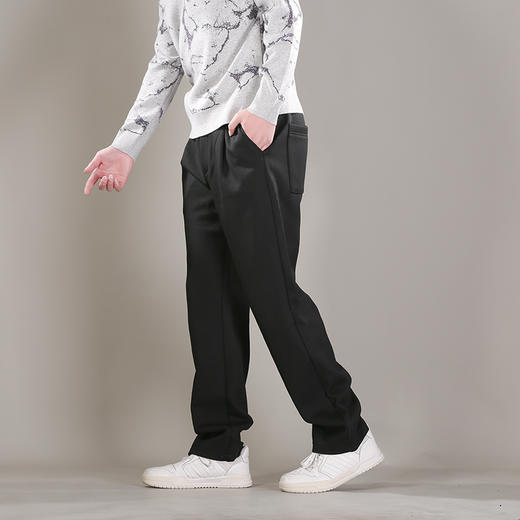 DRONKOO 2025 半松紧前织带皮标麦穗纹复合绒厚休闲长裤 商品图1