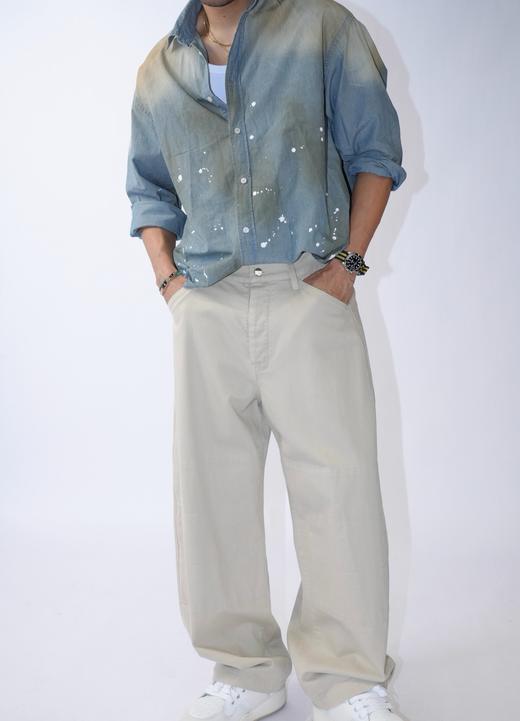 男款做旧泼墨印花长袖衬衫la001 商品图3