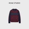 ROMISTUDIO“经典美式”羊毛混纺复古撞色挺括圆领毛衣 RWCAS66955 商品缩略图0