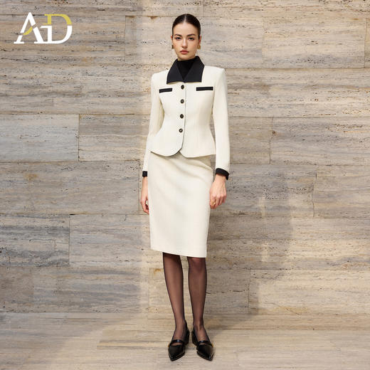 AD冬季新款穿搭一整套女高级感小香风名媛套装2025新款拼色两件套 商品图3
