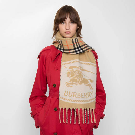 BURBERRY 巴宝莉 中性双面两用骑士印章羊绒围巾 格子 8109751 A2021 商品图3