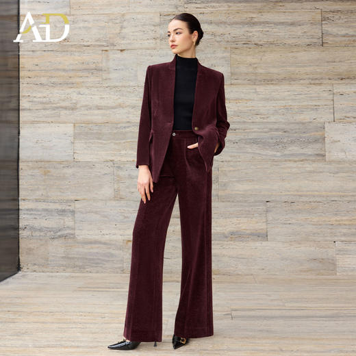 AD高级感通勤气质正装女2025新款时尚一粒扣灯芯绒红色职业装套装 商品图2