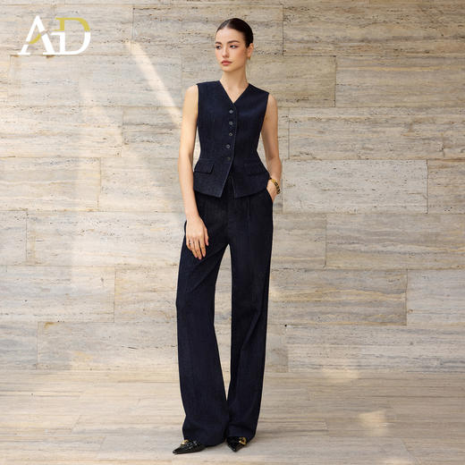 AD简约气质V领马甲上衣女2025新款内搭时尚职业装套装设计感马夹 商品图3