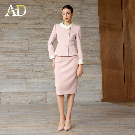 AD高级感粉色穿搭一整套女2025新款秋冬名媛小香风两件套羊毛半裙 商品图1