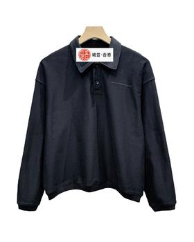 男款印花polo领卫衣he002