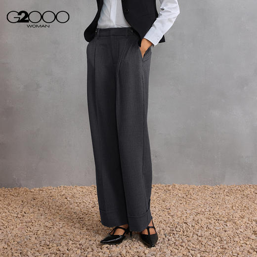 G2000女装FW25商场新款【直筒裤/舒适弹性】百搭千鸟格休闲裤58262043 商品图0