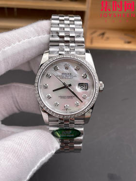 ARF劳力士日志型36mm 贝母钻面 钻圈款 丹东3235机 五珠链 904L钢 男士腕表 小手腕福音