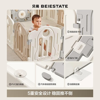 贝易BEIESTATE爬爬垫婴儿围栏地上客厅室内游乐园地围栏宇航员围栏摩卡180*200 商品图0