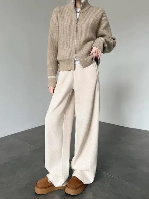 耐尔 羊毛保暖塑腰直筒裤 W4075 商品图0