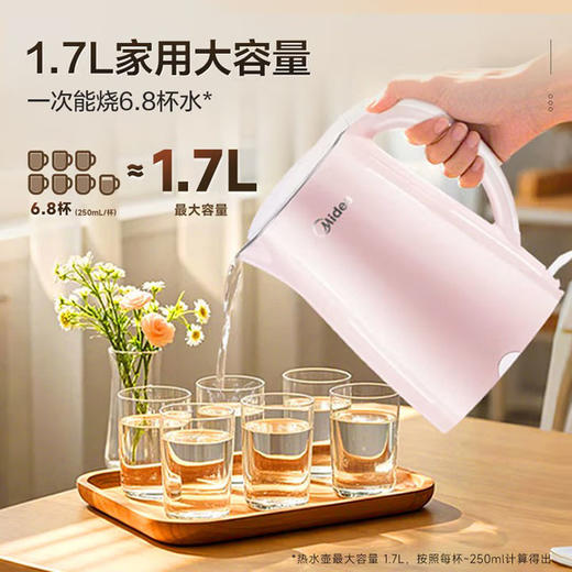 美的（Midea）1.7L大容量  电热水壶 电水壶 烧水壶 双层防烫 0涂层 食品级304不锈钢1500W快速沸腾HJ1705B 商品图0