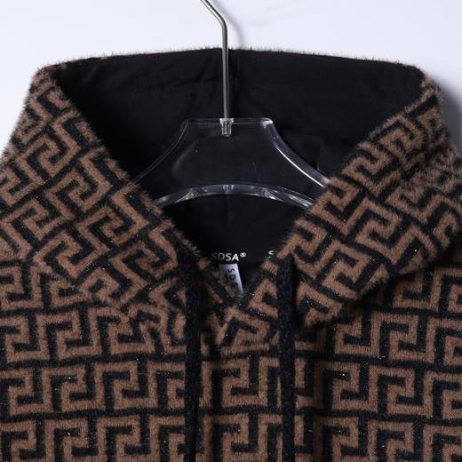 WY1372SDSA男士秋冬新款痞帅男装复古细闪撞色绒毛抽绳连帽卫衣百搭上衣 商品图2