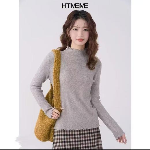 【YW】无忧购 糖果色木耳中领针织打底衫（截单后3-5天发货） 商品图3