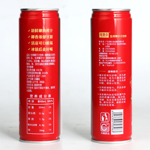 茂德公海南生榨椰子汁310ml*10罐 果汁椰奶罐装椰汁饮料休闲饮料 商品图6